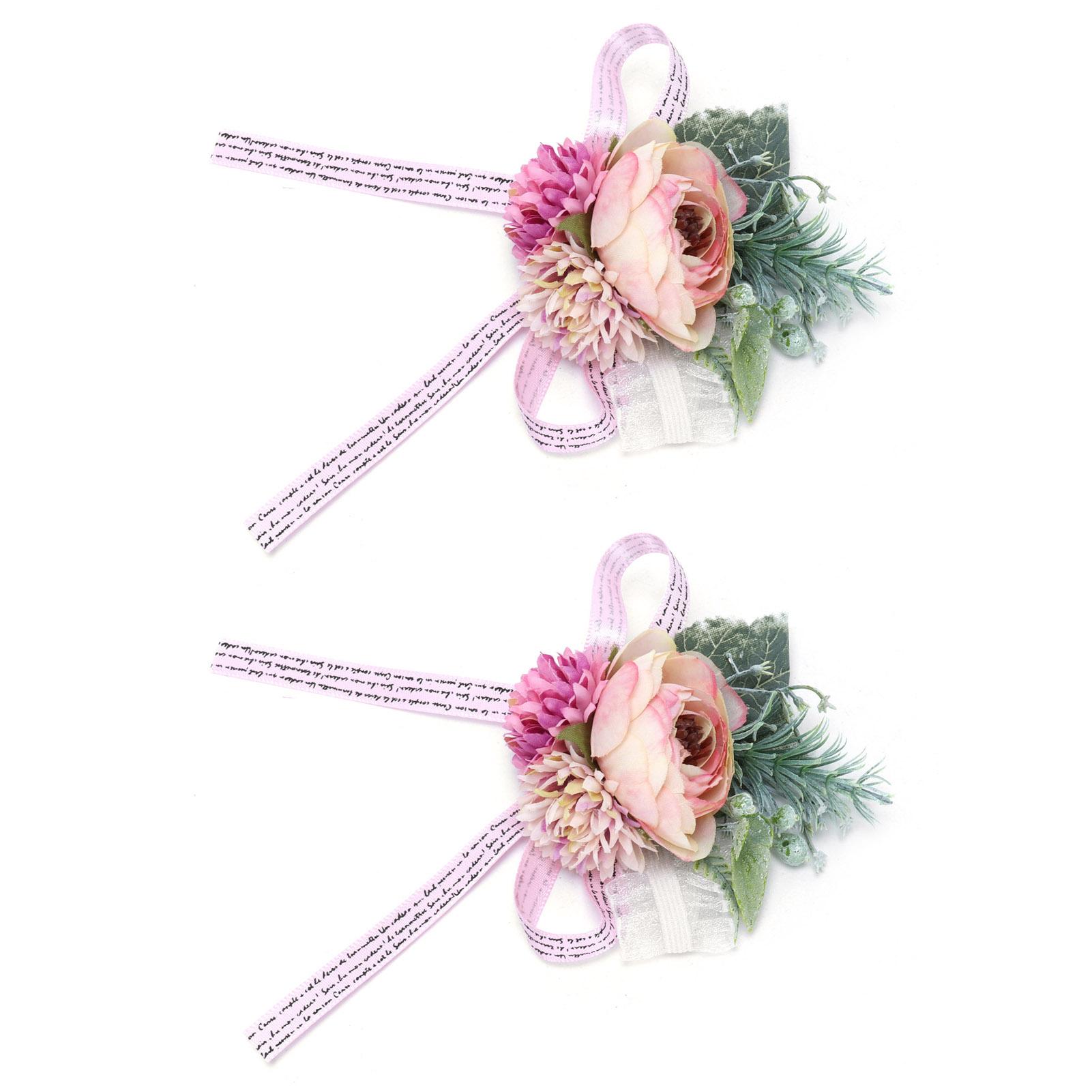 

2Pcs Wedding Bridal Corsage Bridesmaid Wrist Flower for Wedding Party Anniversary