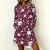 Women's Casual Floral Print Long Sleeve Round Neck Dress