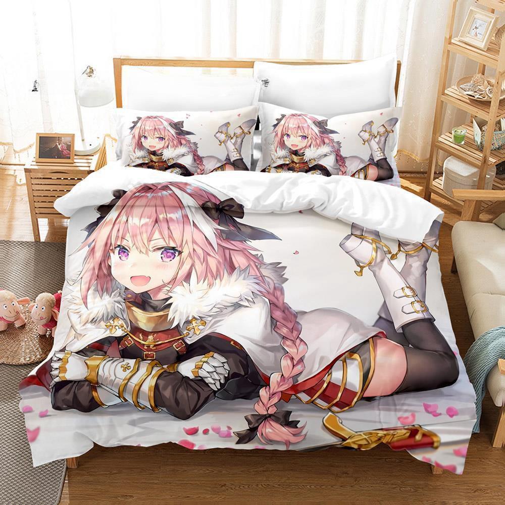 New Anime Fate - Astolfo Bedding Set Single Twin Full Queen King Size Bed Set Adult Kid Bedroom Duvet cover Sets Home Textiles
