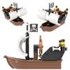 Assemble Small Particle Building Block Drifting Raft Pirate Gunboat Port Scene Tabletop Ornament