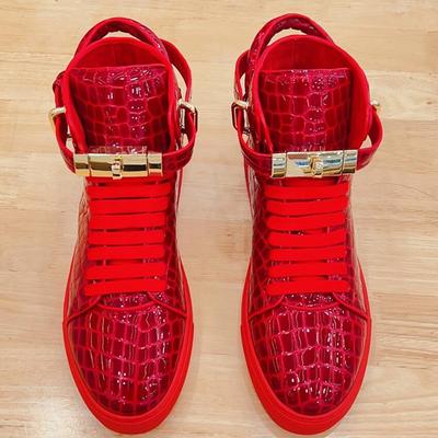 Tênis Casuais de Cano Alto Masculinos Crocodilo em Relevo Novos sapatos esportivos para casais