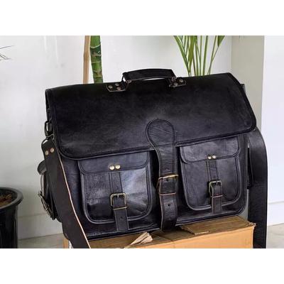 Men's Laptop Briefcase Leather Vintage Black Messenger Shoulder Bag