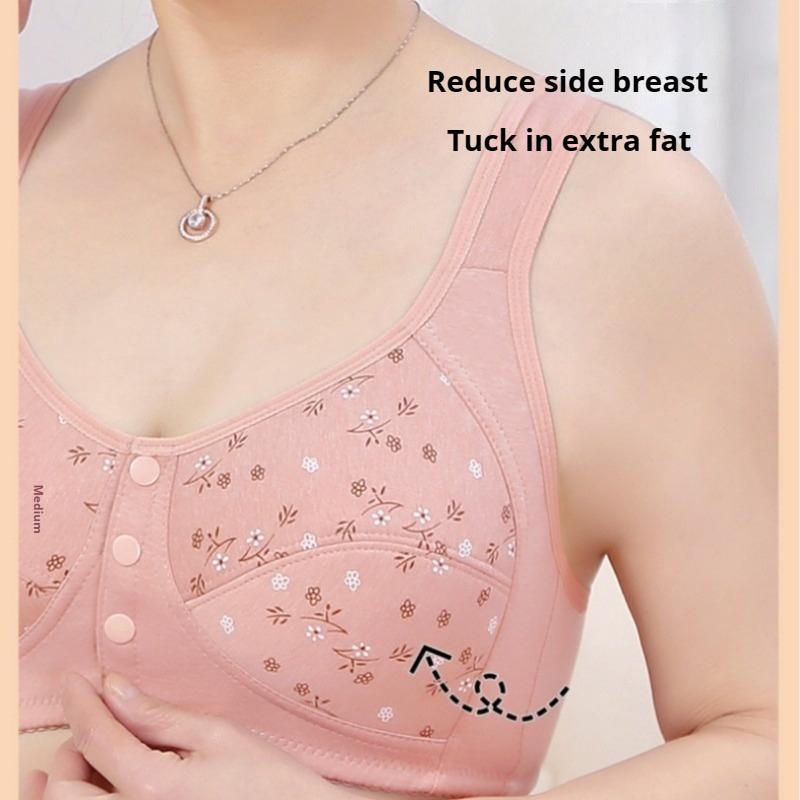 Bedruckte Vorderverschluss-Unterwäsche Damen Weiche Baumwolle Westenstil Mittelalterliche und Ältere BH Große Größe Ohne Bügelunterwäsche