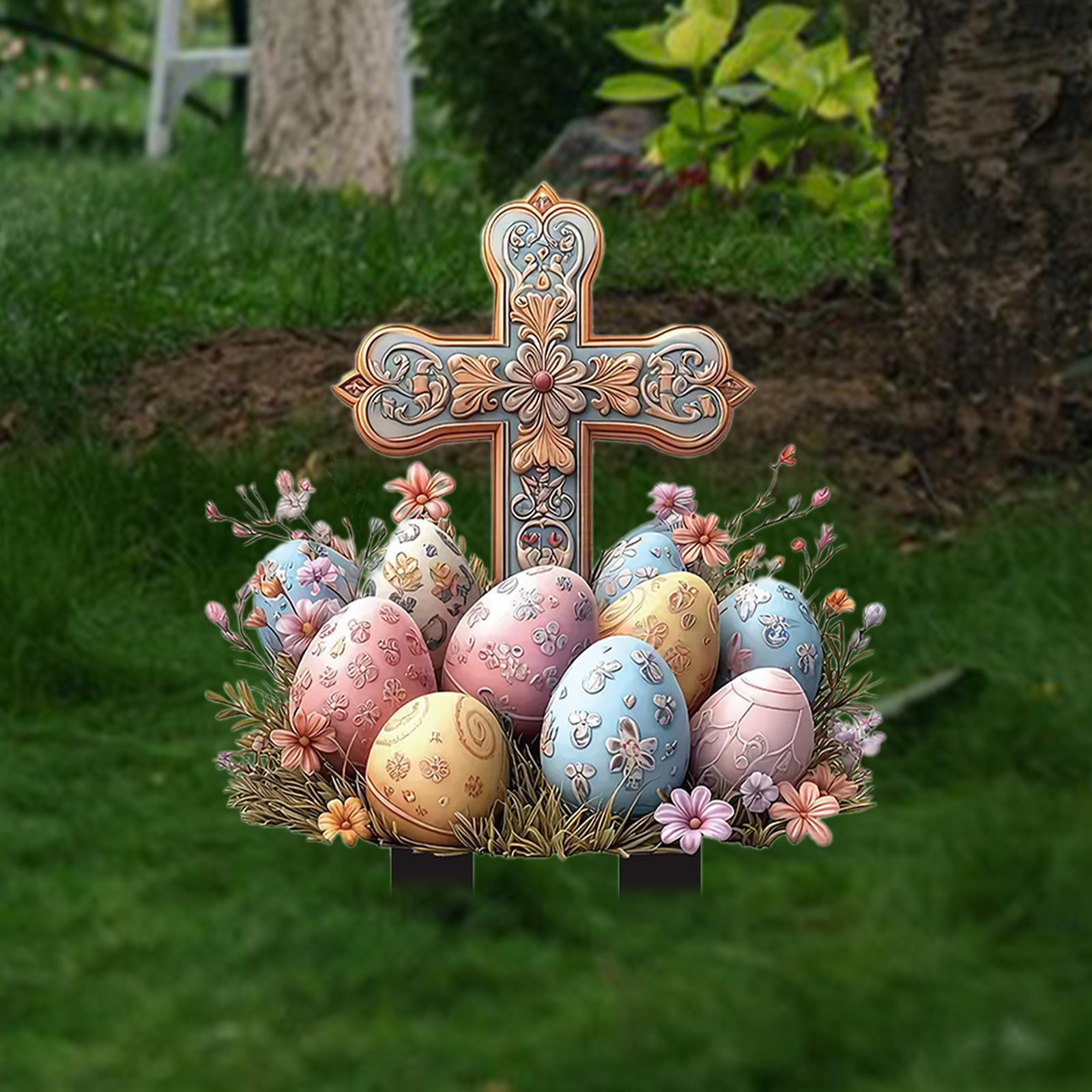 

Easter Yard Stake, Easter Decoration Decor Prop Acrylic Lawn Stake Garden Stake for Backyard Porch Flowerbeds Patios Walkway