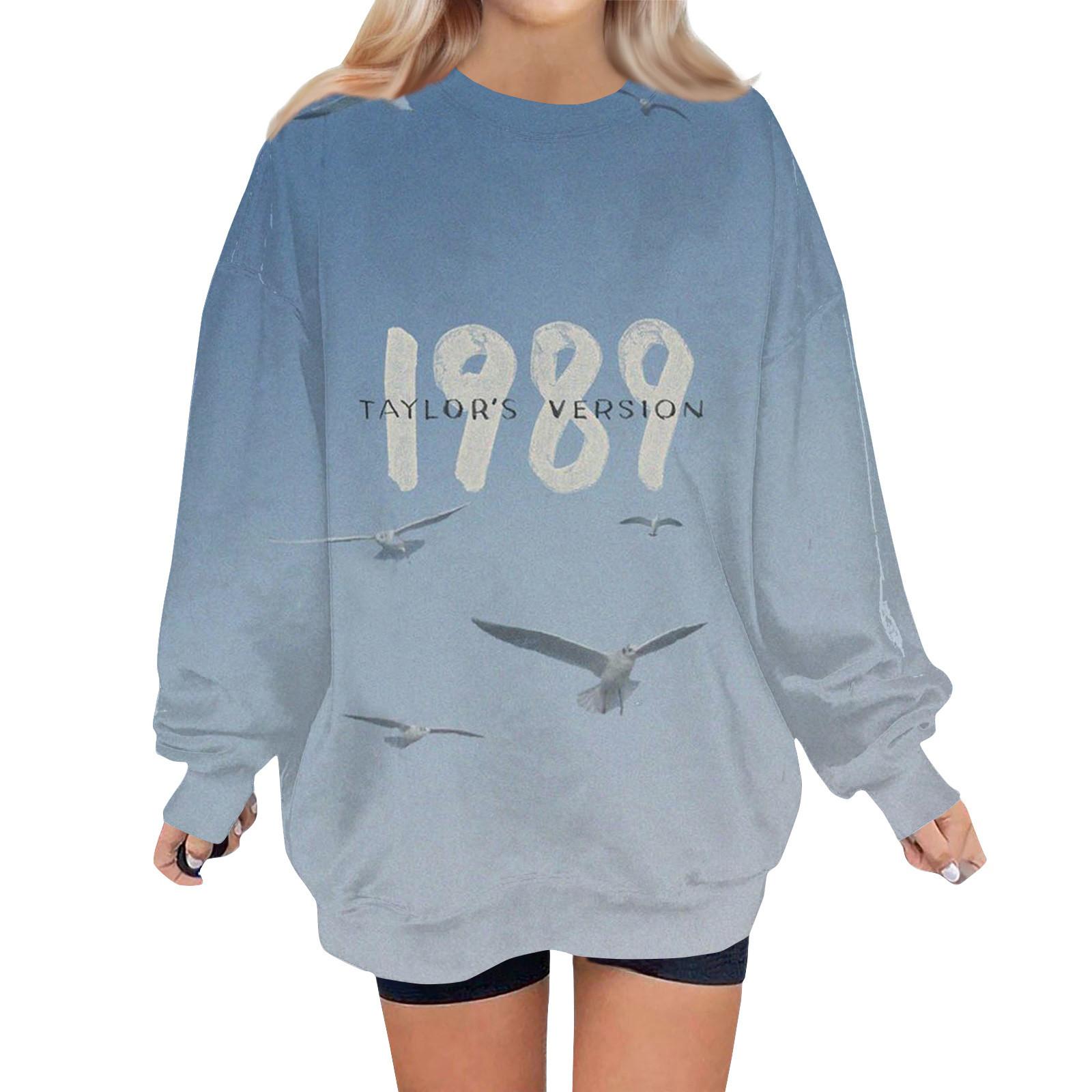 

Женская мода, повседневная блузка с длинным рукавом и круглым вырезом, пуловер с принтом M