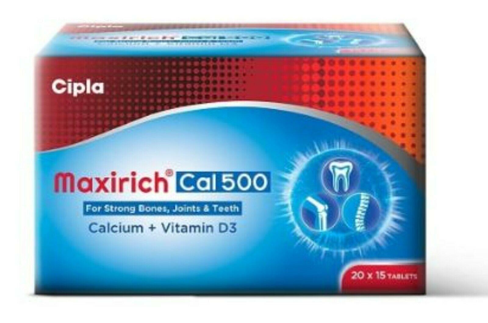 

300 таблеток Maxirich Cal 500 ДЛЯ МІЦНІШИХ кісток, суглобів і зубів Кальцій+ВІТ D3