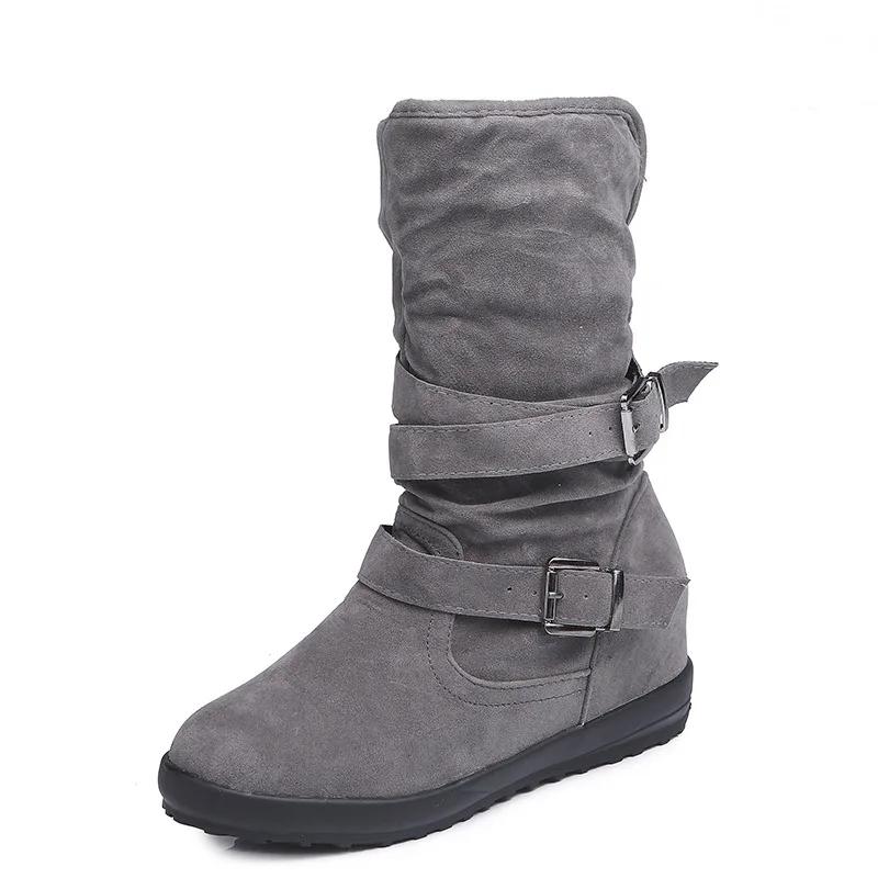 Fashion Women Boots Fashion Casual Ladies Shoes Boots Suede Leather Buckle Boots High Heeled Snow Shoes For Femme Ladies Shoes 691