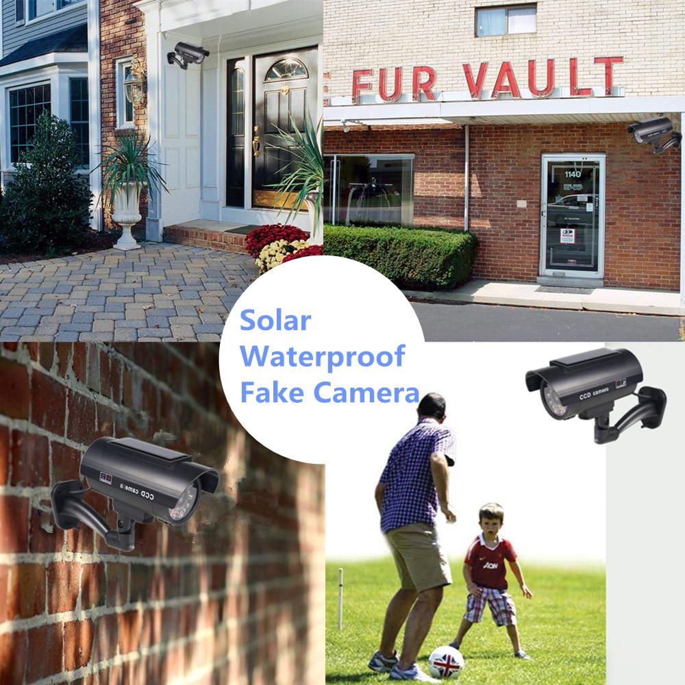Fake Camera Solar Power Outdoor Simulation Dummy Camera Waterproof Security CCTV Surveillance Bullet With Flashing LED Light