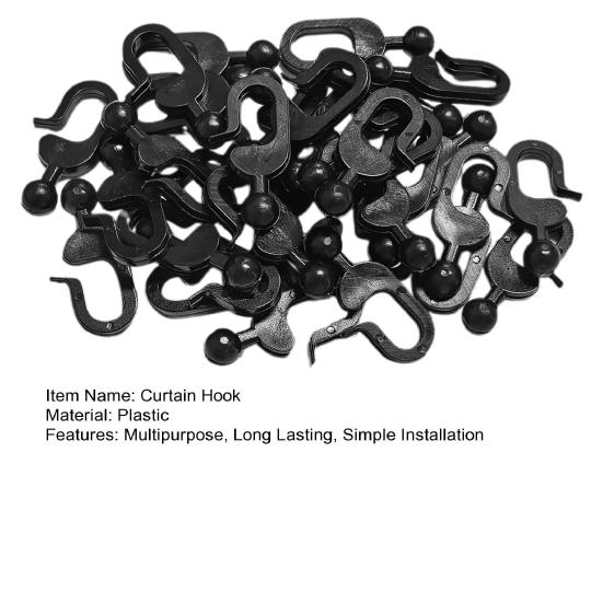 50Pcs Plastic Curtain Hooks Smooth Sliding Rustproof Easy Installation Mosquito Netting Curtain Rings Multi-Functional Hooks