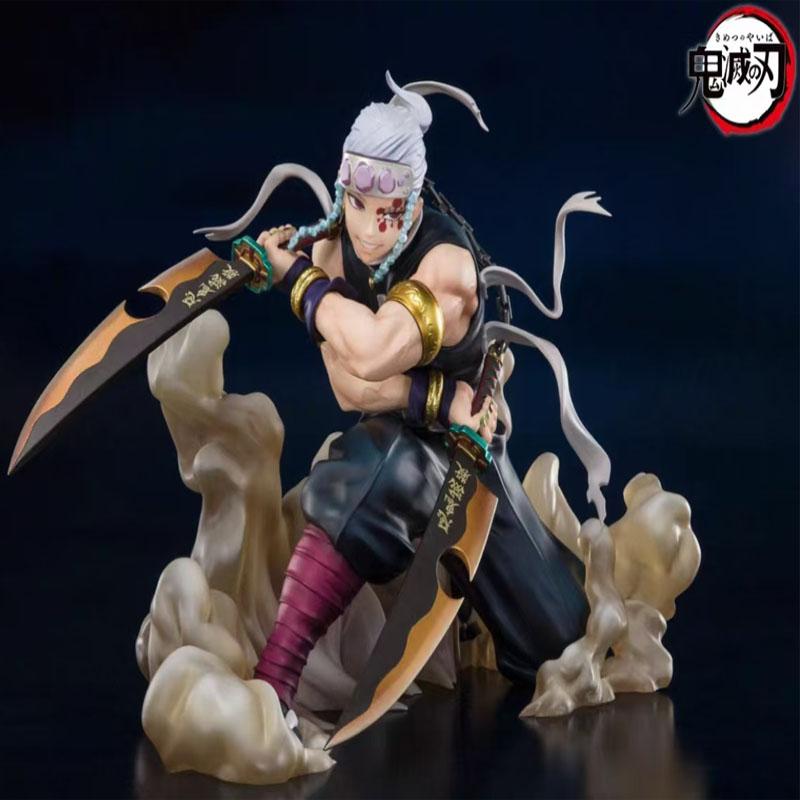 Demon Slayer Anime Figure 15cm Battle Uzui Tengen Scene PVC Statue Model Dolls Figurines Decor Toys Gift