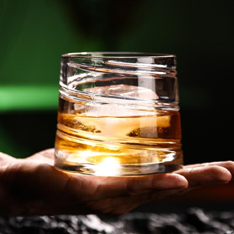 Whiskey Glasses Rotating Cups 2pcs Tumbler Men Drinking Cocktail Wine Rum Glass