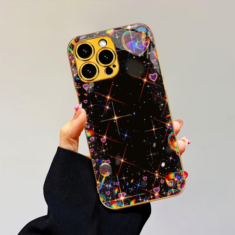 Barevný pro pokovený skleněný kryt telefonu pro iPhone 17 16 15 14 13 12 11 Pro Max Plus 16E 17Air Kryt