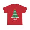 Lit Af Christmas Tree Graphic Tee Shirt