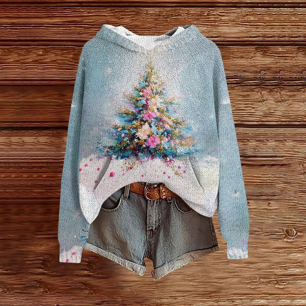 Sweatshirts For Women Knit Sweater Cute Shirt Fall Pullover Hooded Sweatshirt