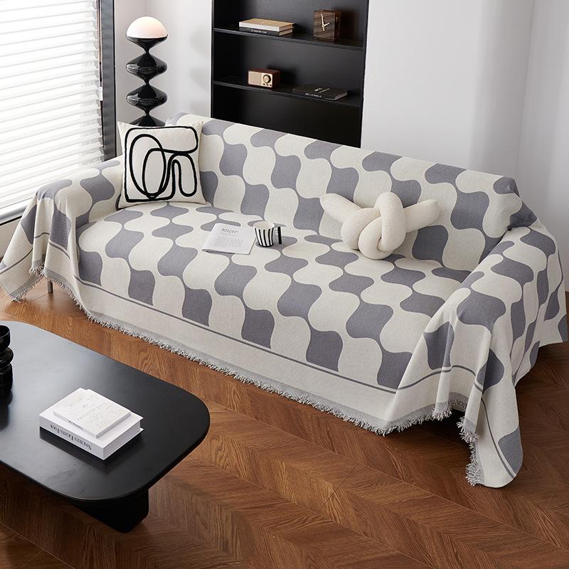 Chenille Sofa Towel Corrugated Lines Modern Simple Four-season Universal Sofa Cushion Cover Blanket Full Cover Sofa Cover