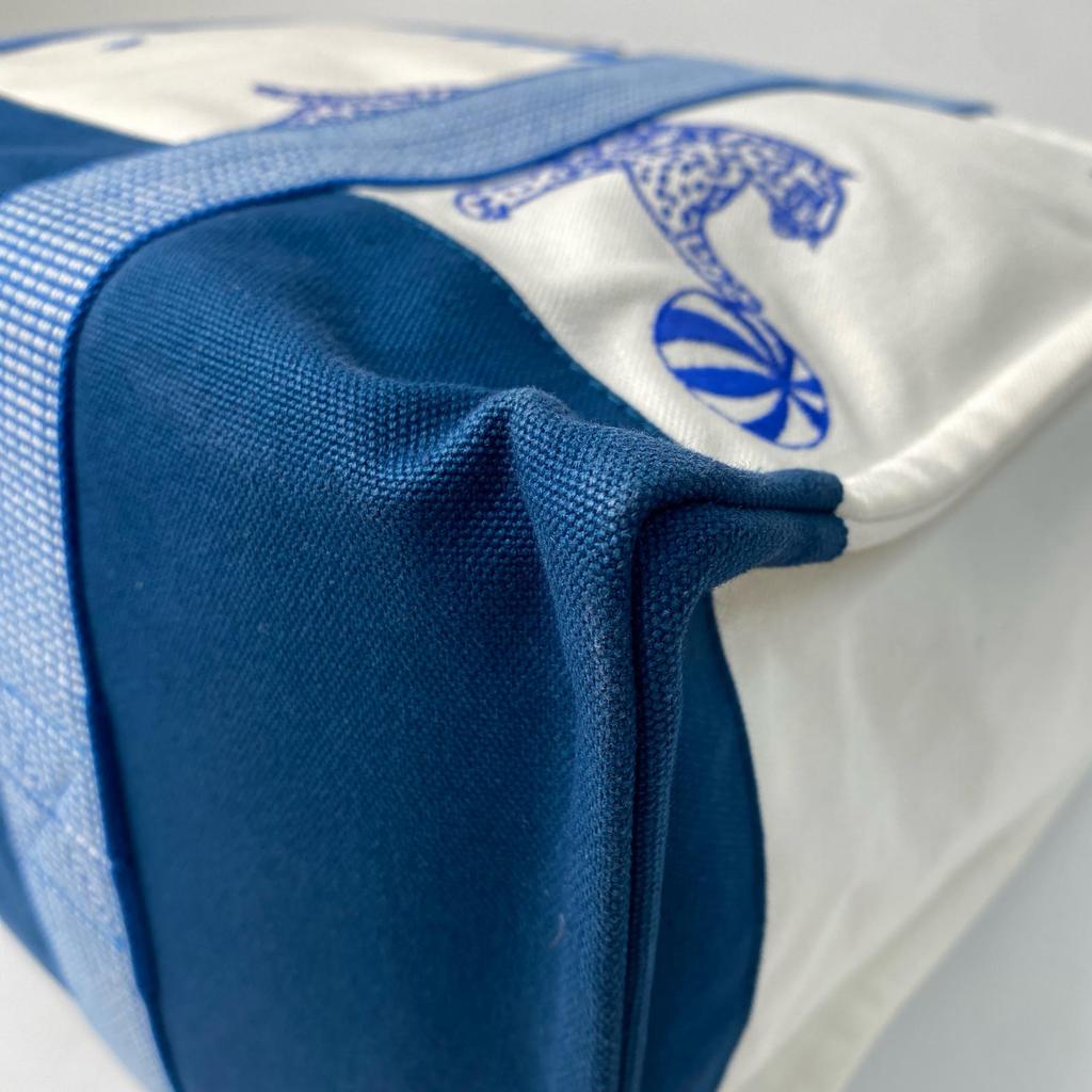 Used HERMESTote Bag White/blue Cotton Women