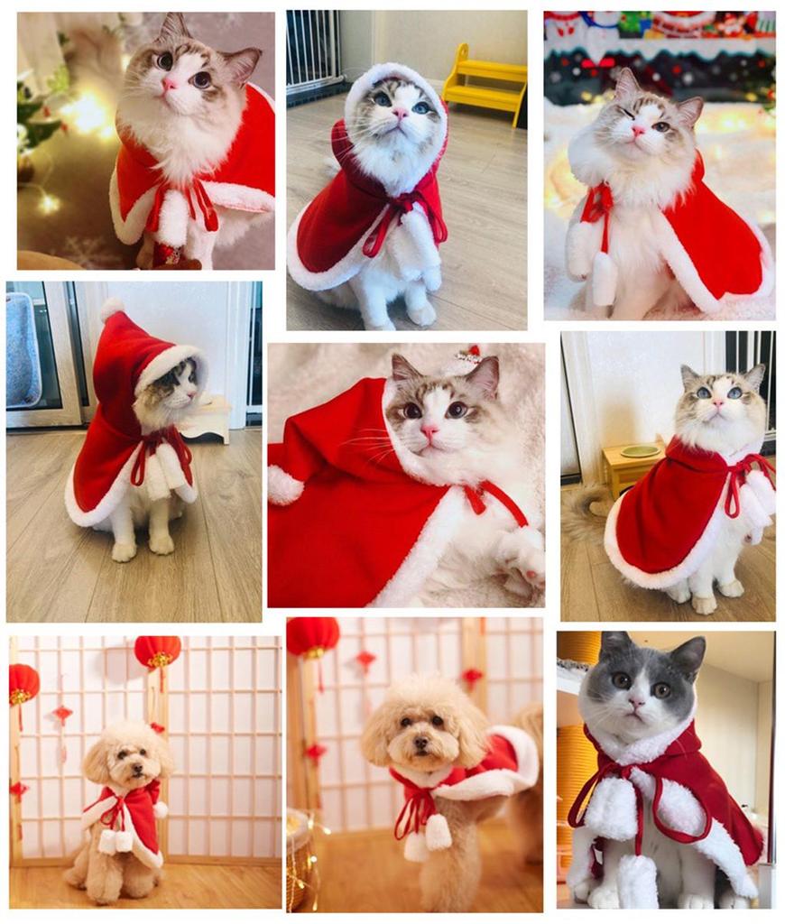 New Pet Dog Christmas Cat Cloak Hooded Style Keep Warm Cat Dog Clothing