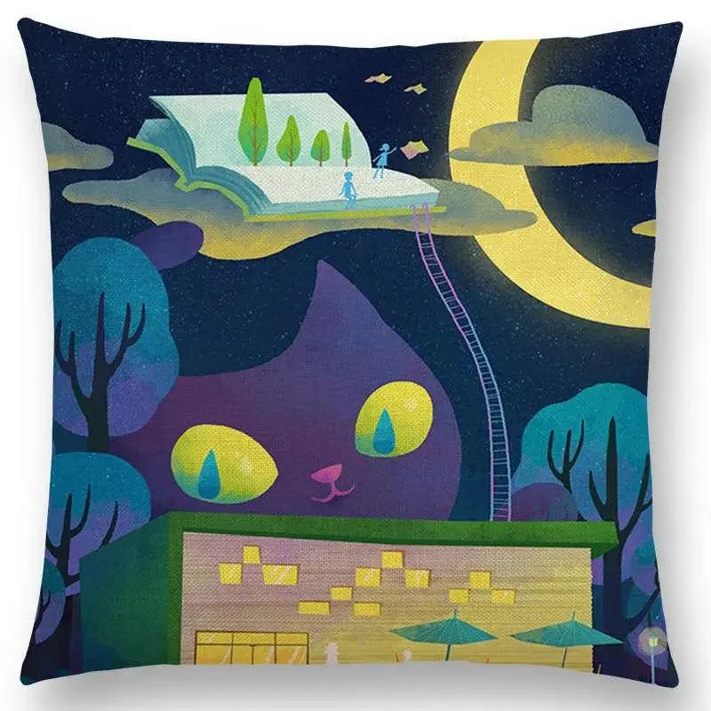 Neuer Eingang Bunt Traum Niedlich Cartoon Warm Erde Liebenswerte Tiere Leinen Kissenbezug Heimdekoration Auto Sofa Wurfkissenhülle