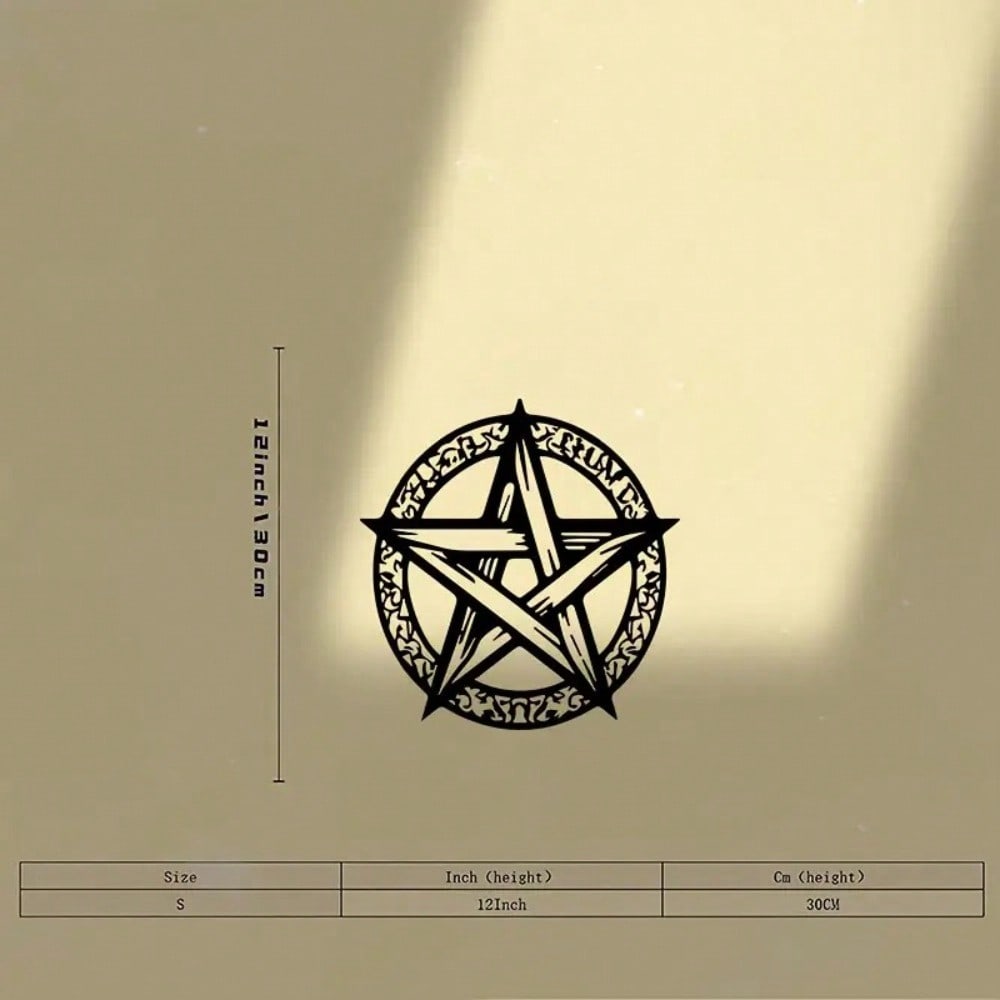 

Gothic Pentagram Metal Wall Art Black Powder Coated Witchy Home Decor Durable Vintage Statement Piece 30x30