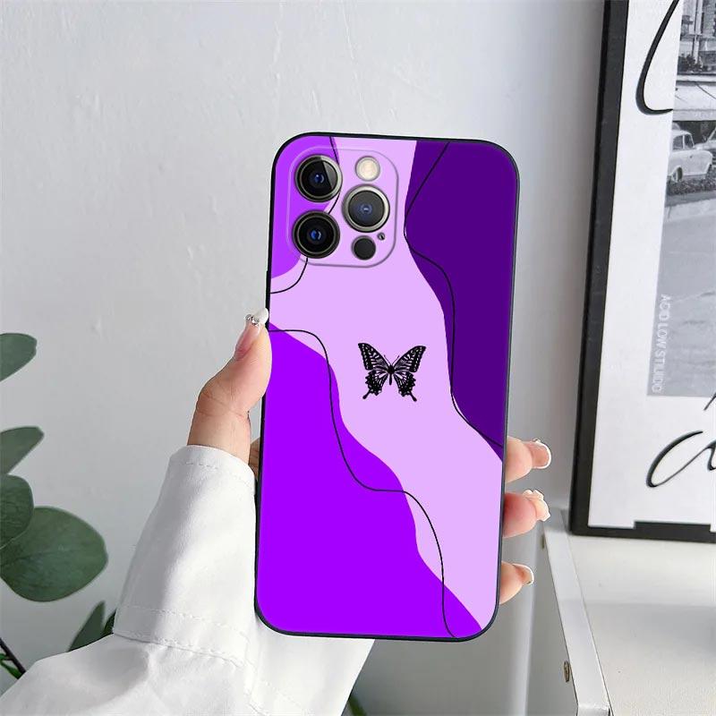 Beauty Pink Butterfly Phone Case for iPhone 11 15 Pro Max Case Coque 14 Plus 13 Pro 12 Mini 11 X S XR 7 8 SE 2020 TPU Soft Cover