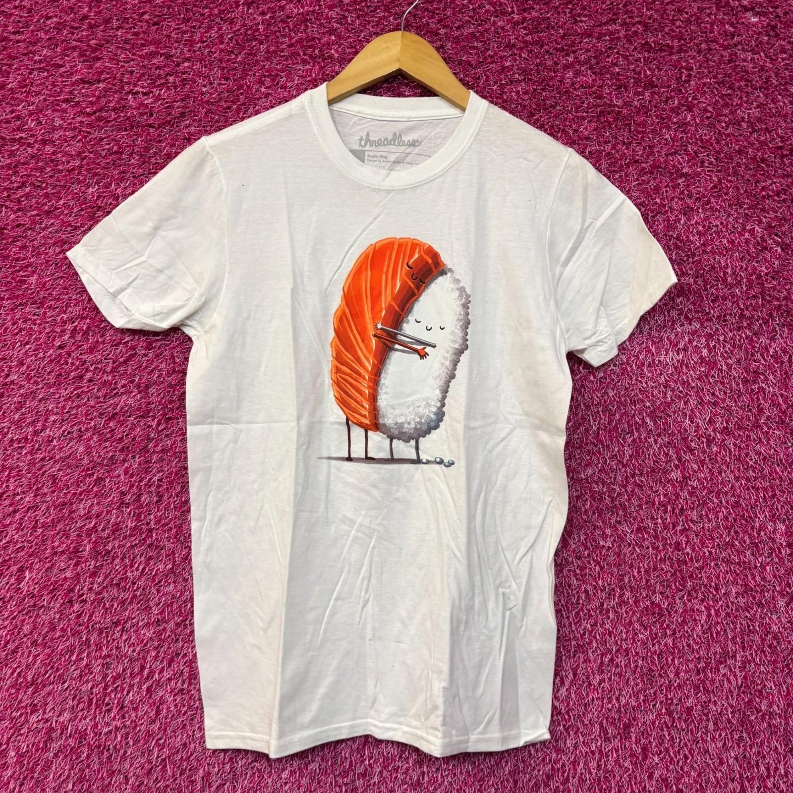 Threadless Sushi Hug Kawaii Graphic Design 100% Cotton T-shirt Mens Tees Top L