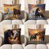 Home Decor Running Horses Against Sunset Throw Pillow Pattern Cushion Cover Suitable For Sofa Bedroom Car Pillow Cover