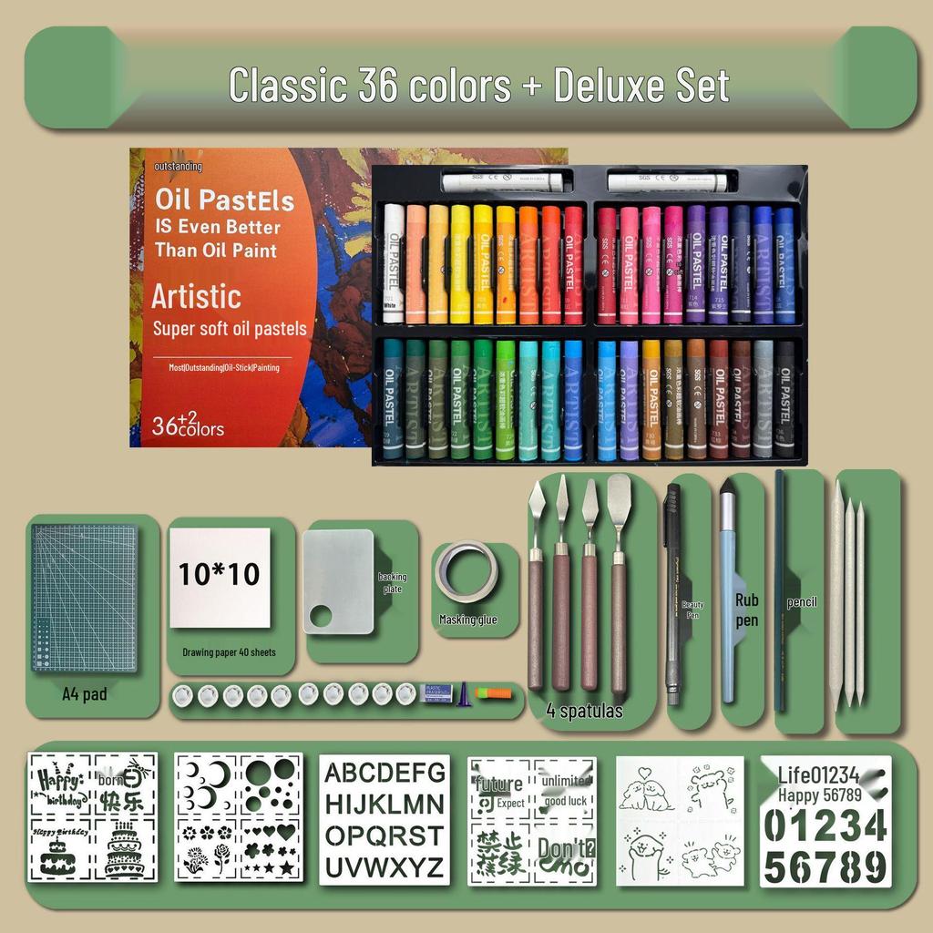 48-Color Super Soft Oil Pastels Set with Scraper - Child's Painting Kit