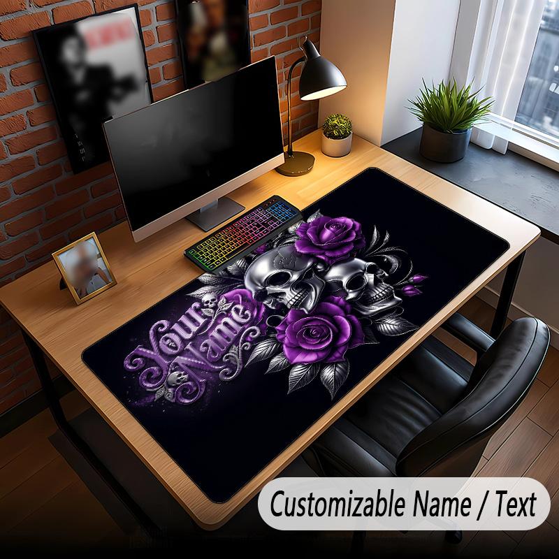 Skull Gothic Theme Custom Mouse Pad Personalized With Name Text Customized Desk Mat For Office Home Decor