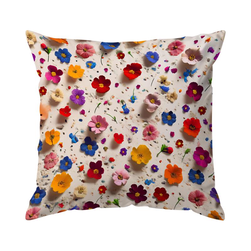 3D Colorful Flower Illustration Pillowcase Throw Cushion Printing Pillow Cover Cushion Pillow Case Bedroom Office Car Supplies