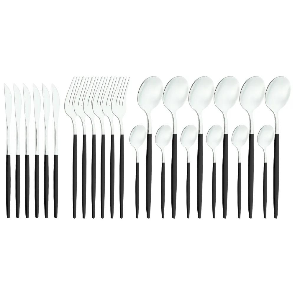 Fabulous 24PCS/SET Tableware Dinnerware Sets Gold Flatware Cutlery Fork Dessert Spoon Coffee Cutlery Dinner Wedding Decoration