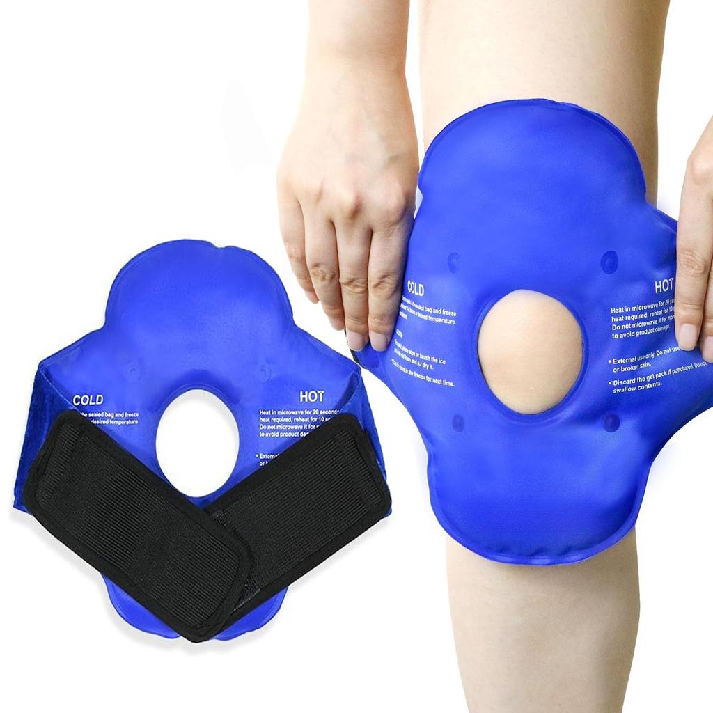 Knee Ice Pack for Injurie Gel Reusable Hot Cold Compress Compression Wraps for Sprains Swelling Cooling Knee Brace for Women Men