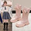Girls Boots New Autumn and Winter Little Girl High Boots Black Princess Boots Model Catwalk Boots Riding Boots