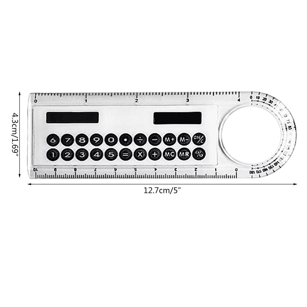 2PCS Multifunctional Calculator 4-in-1 Designed Solar Calculator with Ruler Magnifier and Protractor Gift for Student