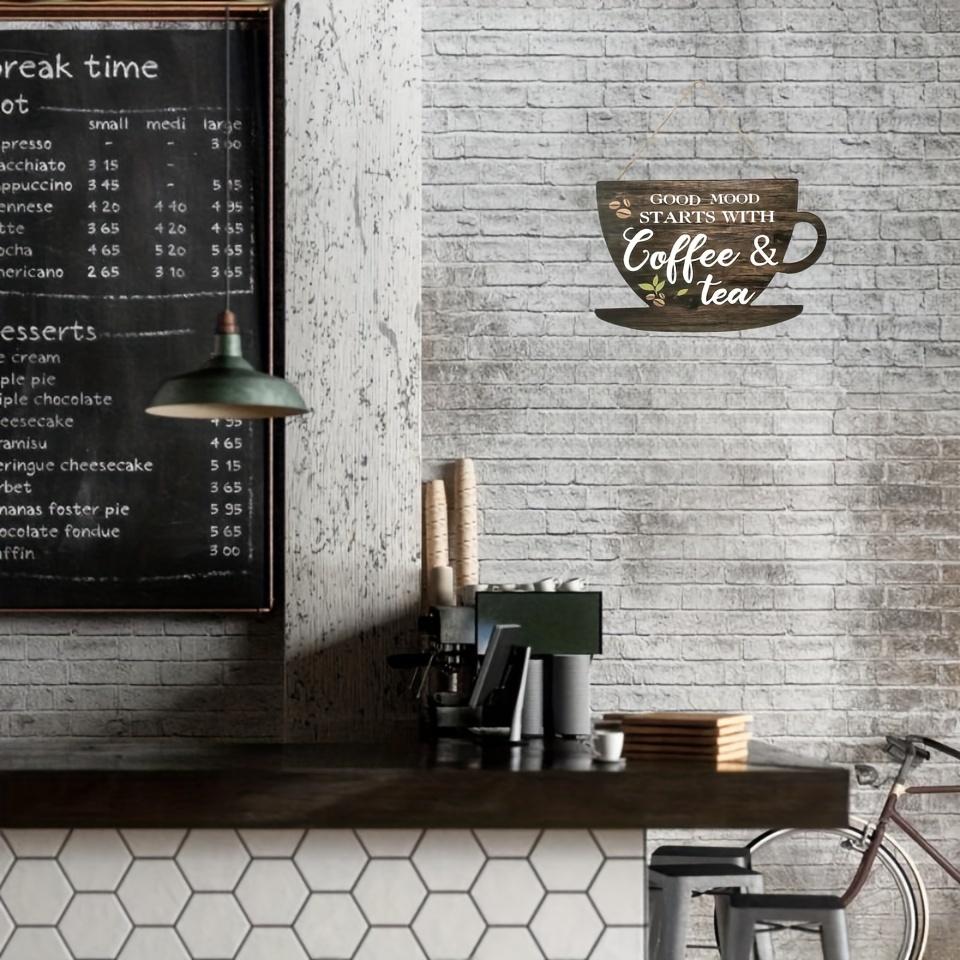 1pc Rural Coffee Tea Wooden Signboard Farmhouse Kitchen Decoration Retro Festival Wall Decoration Bar Decoration