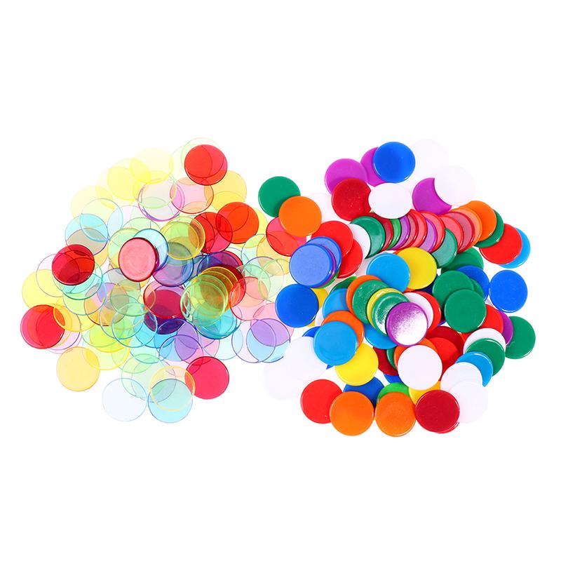 100Pcs Transparent Color Counters Counting Bingo Chips Plastic Supplies Counters