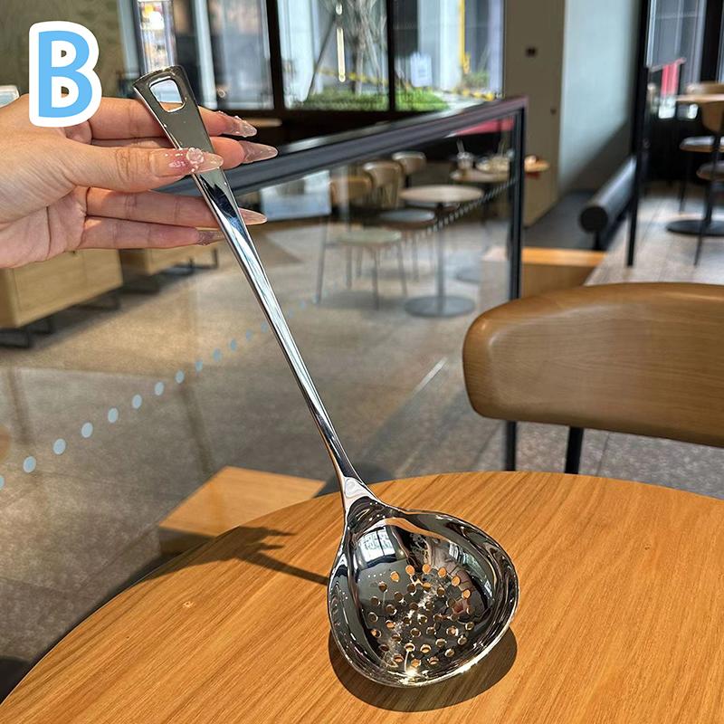 

Ложка из нержавеющей стали с длинной ручкой, суповые ложки для горячих горшков, дуршлаг, домашняя кухня, столовые приборы, необходимые инструменты для готовки A