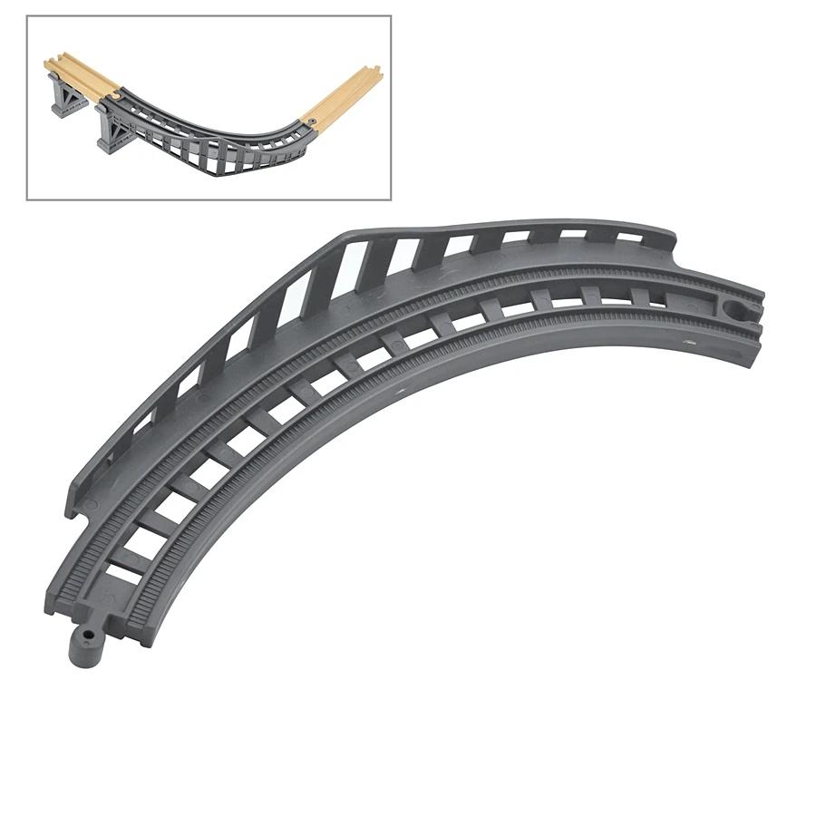 Non-Toxic Wooden Track Accessories Plastic Ramp Track Overpass Curve Electric Railway S Tracks Fit All Brand Wooden Track Toys For Kid