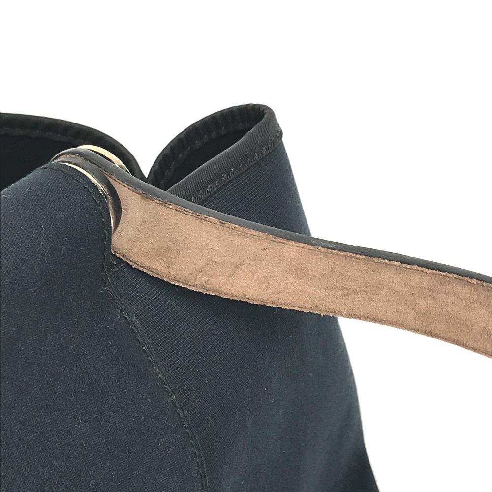 HERMES Kabak Elan PM Shoulder Bag Tote Bag Leather/Canvas Dark navy
