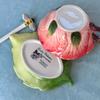 Ceramic Flower Coffee Cup with Saucer and Spoon Exquisite Embossed Leaf and Flower Design Mug for Afternoon Tea or Flower Tea
