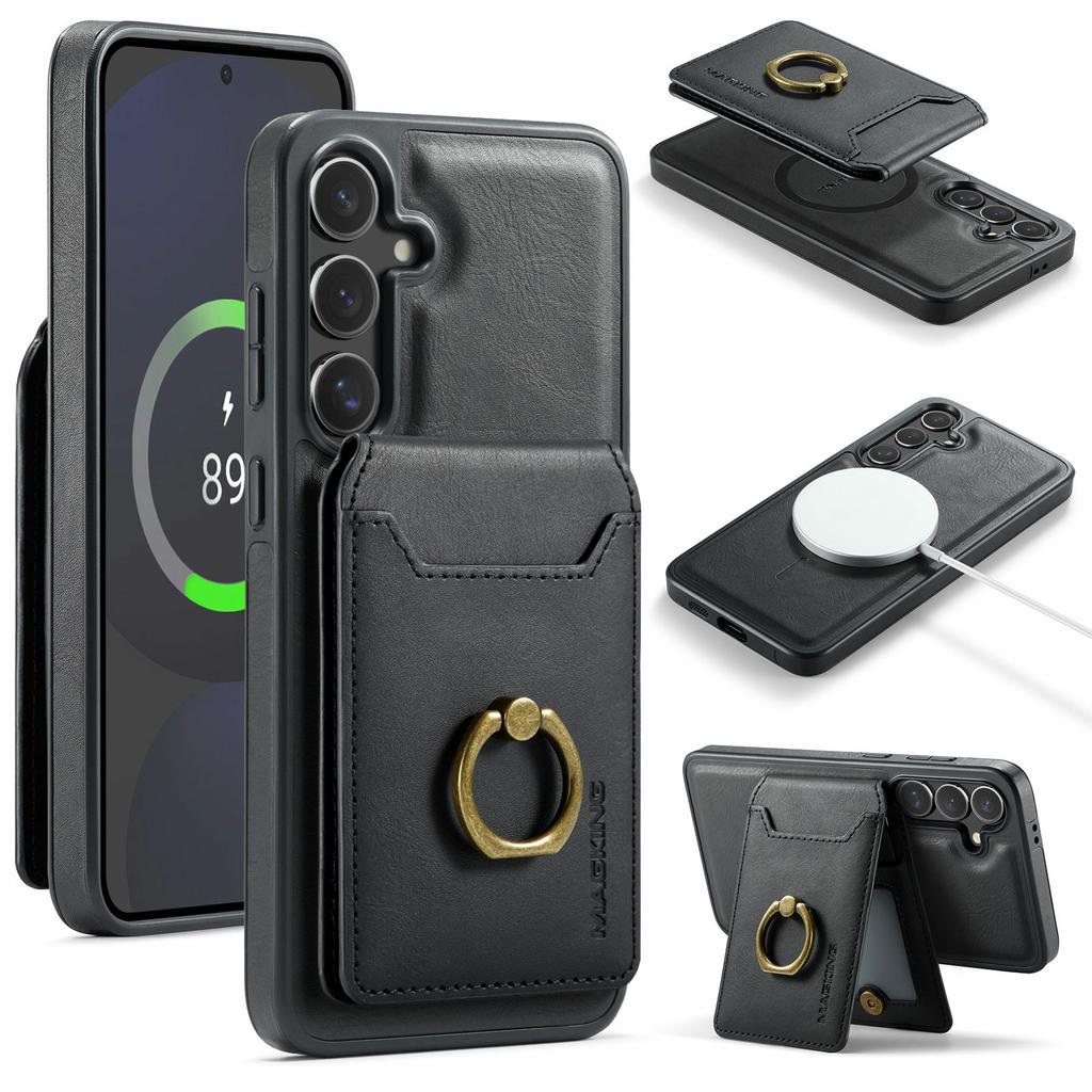 MAGKING K1 Series For Samsung Galaxy S24 FE Magnetic Case PC + TPU + PU Phone Cover with Card Holder
