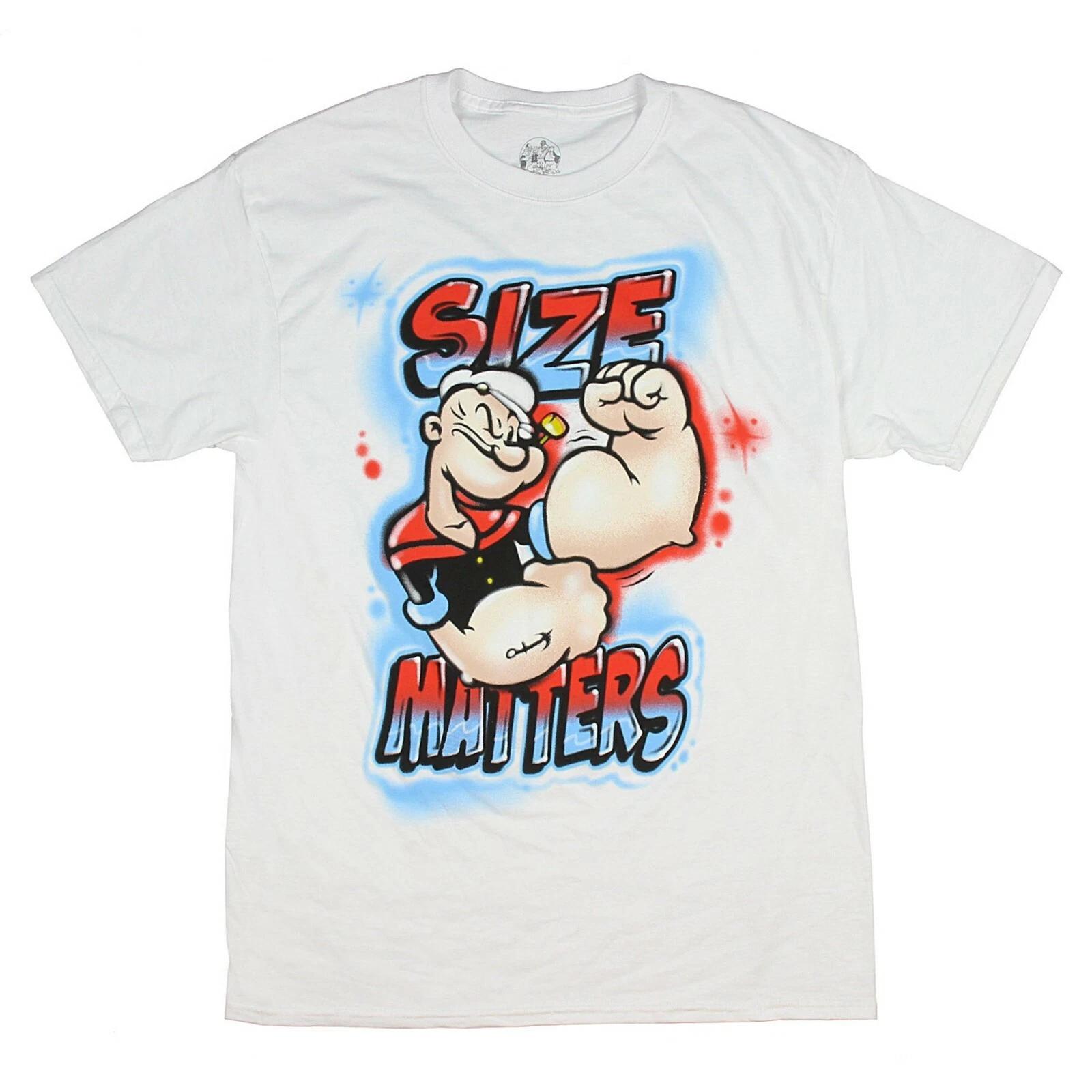 

Popeye The Sailor Size Matters Graffiti Graphic Men s White T-shirt NEW 4XL