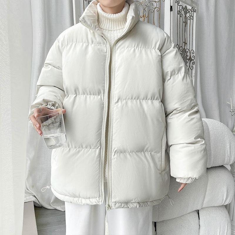 New Men's Solid Color Cotton Jacket, Large Size Bread Jacket, Casual Jacket, Thickened Stand-up Collar Cotton Jacket, Men