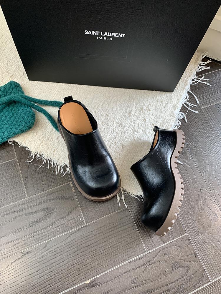 Women's Slippers Closed Toe Thick Bottom Increased Inner Height Sandals Retro Solid Color Flat Bottom Women's Slingback Shoes