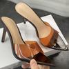 Summer New Women's High-heeled Sandals Transparent High-heeled Slippers Stiletto Pointed Toe Slip-on High-heeled Sandals