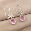 Morganite Gemstone 925 Sterling Silver Jewelry Flower Shape Earrings 1.84" CE-27-7