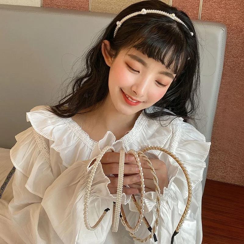 Neues Perlen-Haarband Damenmode Einfaches Rutschfestes Stirnband Elastisches Make-up Waschgesicht Reif Haarband Mädchen Haarschmuck