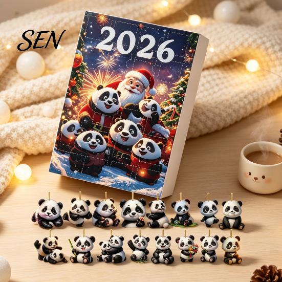 Cute Animal Hanging Ornaments Panda Advent Calendars 2026, 2D Acrylic for Creative Christmas Gifts Children Xmas Tree, 24 Days Countdown Calendar,