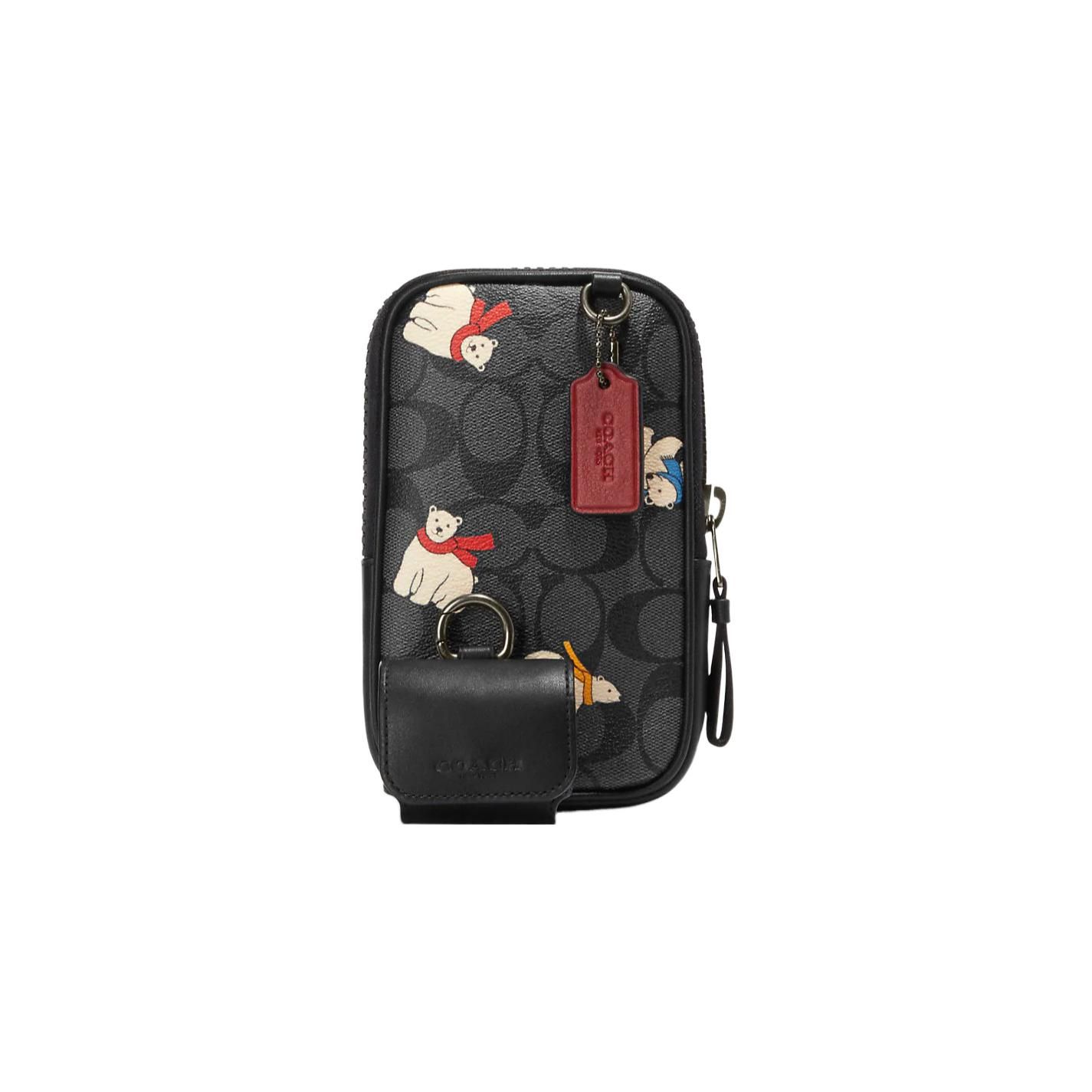 

Coach Signature Canvas Polar Bear Print Phone Crossbody Bag CE654-QBV3G Basic Set (Bag+Dust Bag)
