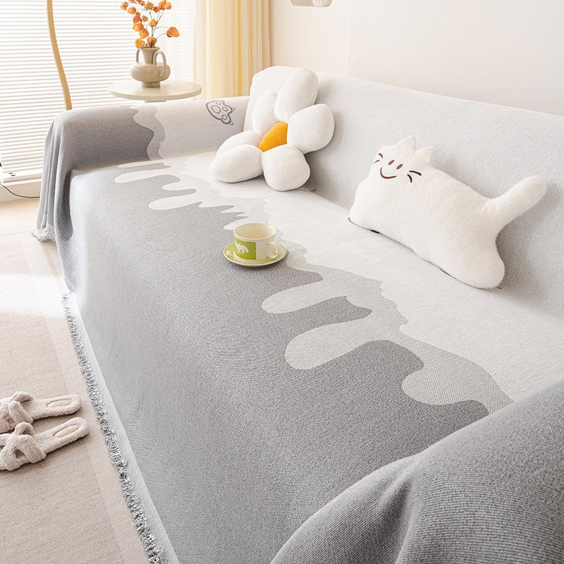 Chenille Sofa Handtuch, Universell für alle Jahreszeiten, Hochwertige Sofa Decke, Kratzfest für Katzen, Einteiliger kleiner frischer Sofaüberwurf