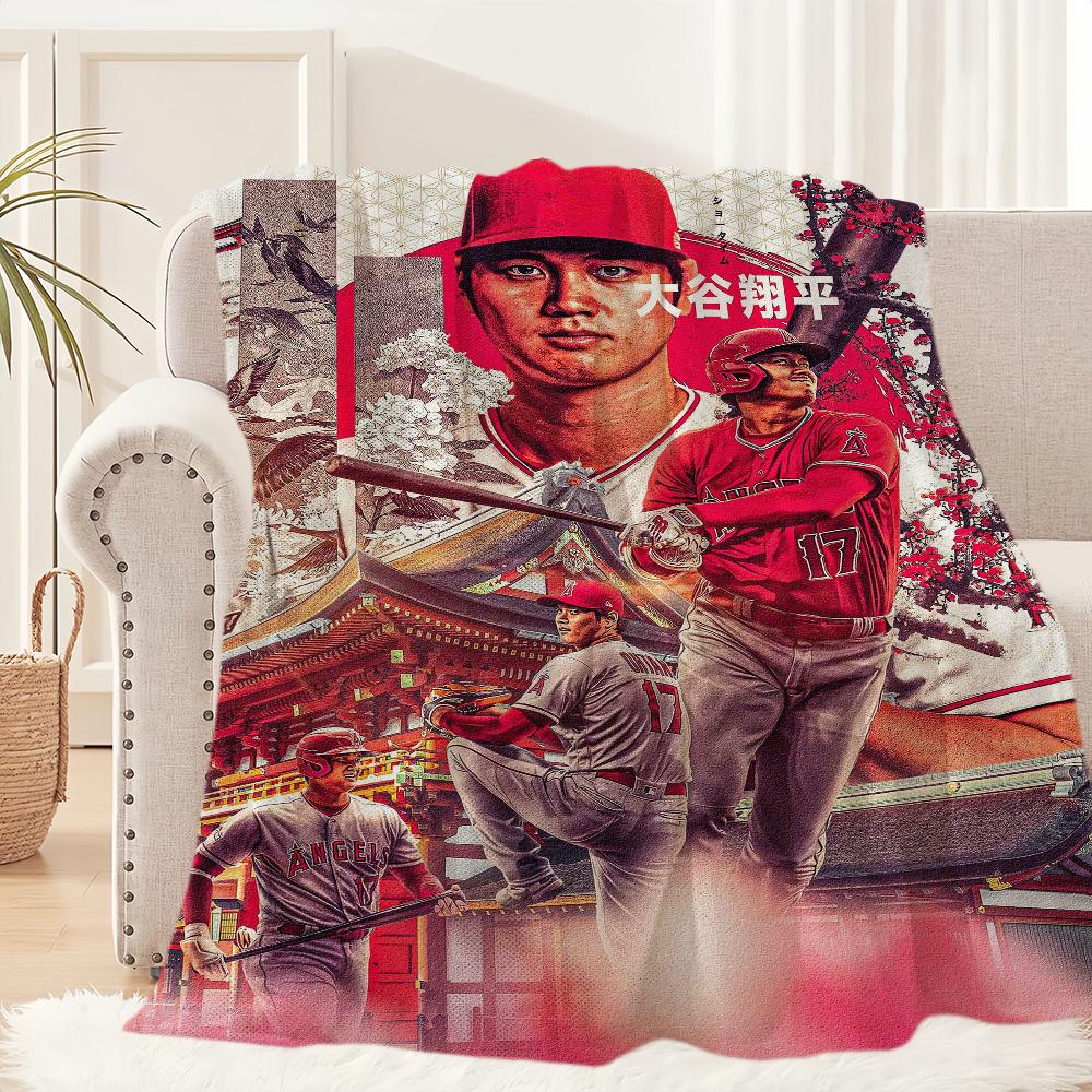 Baseballspieler Star Decke Plüsch Nickerchen S-Shohei Sofateppich für O-Ohtani Wohnzimmer Büro Schlafzimmer Geburtstag Zuhause Reise Kinder Geschenke